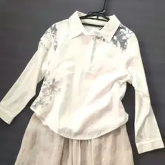 sawa alamode　透かしレース白シャツ綿　コットン　フリーサイズのサムネイル