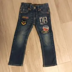 美品　100cm DOUBLE-B デニム長ズボン　ワッペン　ダブルb