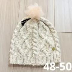 Ampersand ケーブル編みニット帽 ポンポン付き