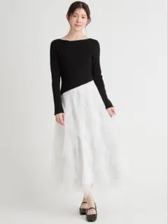セルフォード スカラップ切替ドッキングニットワンピース 38 celford