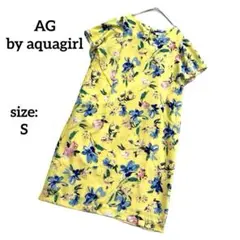 エージーバイアクアガール ひざ丈ワンピース ノースリーブ 花柄 総柄 綺麗め S