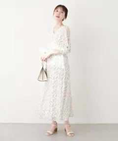 ナチュラルクチュール　花柄ロングワンピース