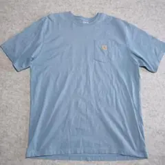 E88 カーハート　ポケT　Tシャツ 水色 ライトブルー　2XLのサムネイル