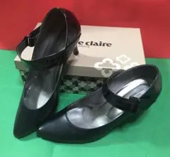 marie claire 黒 ポインテッドトゥ ヒール パンプス 25.0cm