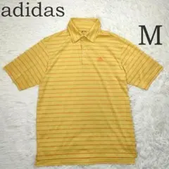 美品 アディダス 半袖ポロシャツ ゴルフウェア M イエロー系 ボーダー