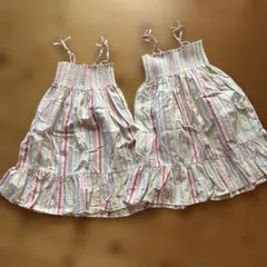 ストライプ ノースリーブワンピース 2点セット　姉妹　双子