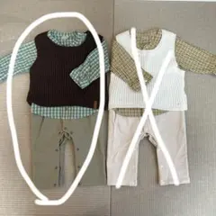 なみへい1027様専用。 プティマイン　ベスト付きロンパース色違いセット80