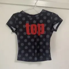 ドット柄 Tシャツ ブラック レッド top y2k