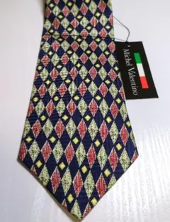 Michel Valentino 未使用品　　ネイビー　レッド　シルク　ネクタイ