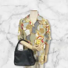 90’s vintage バロックチェーン柄シャツ シルキータッチ 韓国古着のサムネイル