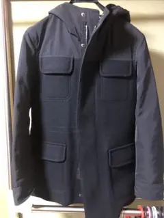 美品　ユニクロ ＋J ウール 切替　ネイビー　キルティング　ダウンジャケット　M