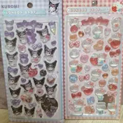 Kuromi & Hello Kitty ボンボンドロップシール 2シートセット