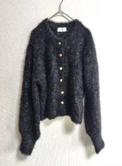 スローブイエナ　ラメニットカーディガン　ブラック