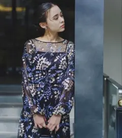 カスタネ　ドレス　刺繍　embroidery organdy dress