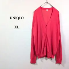 UNIQLO カーディガン XL ピンク 薄手 Vネック 羽織
