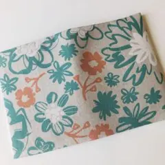 【No.42】文庫本ブックカバー (花／花柄／緑／布製)