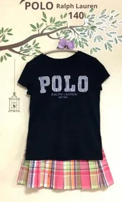 【140】ポロ ラルフローレン パッチワーク Tシャツ ネイビー