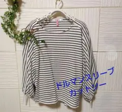 【送料無料】ストライプ ドルマンスリーブトップス【クリーニング済】