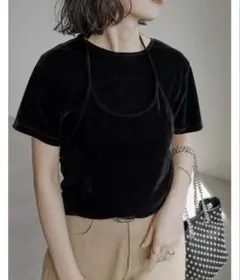 リエディ　[2点セット]カットベロアホルターネックビスチェ×Ｔシャツのサムネイル