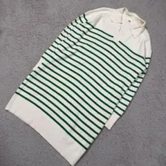 ユニクロ 大人きれいめ ナチュラル カジュアル 襟付き ボーダーニットワンピース