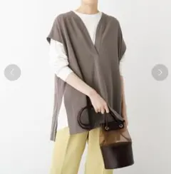 オペークドットクリップ　 ストレッチレーヨンニットプルオーバーベスト