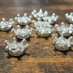 クラウンビーズ シルバー 12個 カスタムボールペンに♪合金 王冠