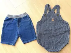 サロペット　ハーフパンツ　80cm　2点セット　デニム　POLO 無印良品