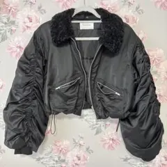 archives ファー付きショート丈ダウンジャケット ブラック