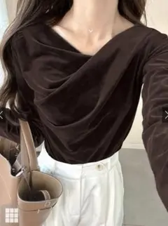 GRL グレイル　ベロアドレープトップス[dk1551]