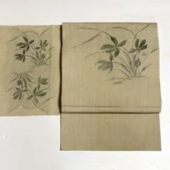 夏物 名古屋帯 紗 西陣織 麻 中古 生成り so669のサムネイル