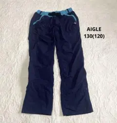 美品 エーグル トレッキングパンツ 130 ネイビー水色 ロングパンツ 長ズボン
