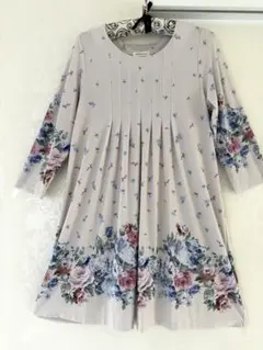 春から使える！ハーモニカ☆さらさら生地で花柄プリント七分袖チュニックワンピース