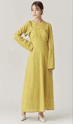 FRAY I.D アームボレロセットレースロングワンピ YEL