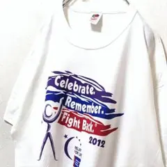 フルーツオブザルームアメリカンキャンサーソサエティTシャツホワイト白XL古着