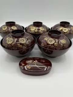 時代漆器 朱塗鶴松蒔絵 吸物椀 18客 時代漆器 朱塗鶴松蒔絵 吸物椀 18客「訳あり」 - メルカリ
