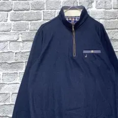 ミチコロンドン ハーフジップ スウェットトレーナー ネイビー L 1026