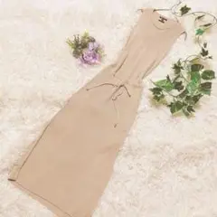 Massimo Dutti リブニットワンピ XS ベージュ 美シルエット