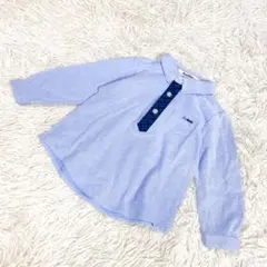 【ベビー服】ファミリア　長袖ポロシャツ　ブルー　サイズ90