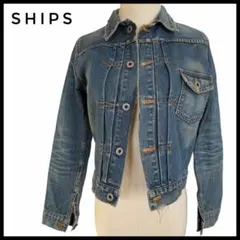 SHIPS デニムジャケット ショート丈 Gジャン　ダメージ加工　スタイルアップ