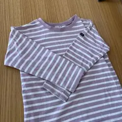 ストライプ柄長袖カットソー 120サイズ 薄紫