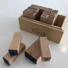 【未使用】木箱入り＜POST OFFICE＞手紙・郵便 スタンプ13点セット