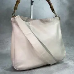 ✨美品✨GUCCI ショルダーバッグ 2way バンブー ホワイト 金具 レザー 