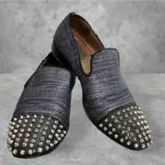 メンズ クリスチャンルブタン スタッズ スタッズオペラシューズ メタリックブルー