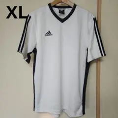 adidas Vネックシャツ ホワイト/ネイビー アディダス XL サッカー