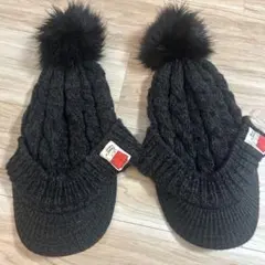 スヌーピー ケーブル編みニット帽 黒　2つ