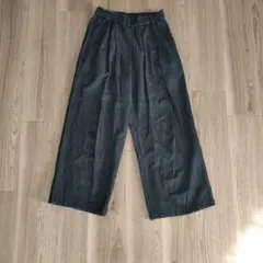 無印良品　綿麻 ワイドパンツ デニム風