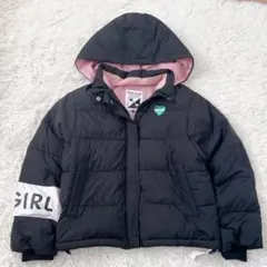 【150サイズ】PINK-latte ダウン風 コート ブラック ピンク