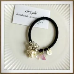 No.1389 ハンドメイドヘアゴム　パールのヘアゴム　ほんのりクリーム色