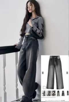 GRL グレー ワイドパンツ L