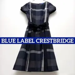 美品 ブルーレーベルクレストブリッジ ウール100% チェックワンピース 36